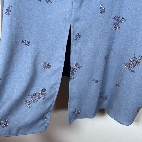 LC Lauren Conrad Women's Bell Sleeve Blouse Size XL Blue Floral Split Back - Picture 6 of 11
